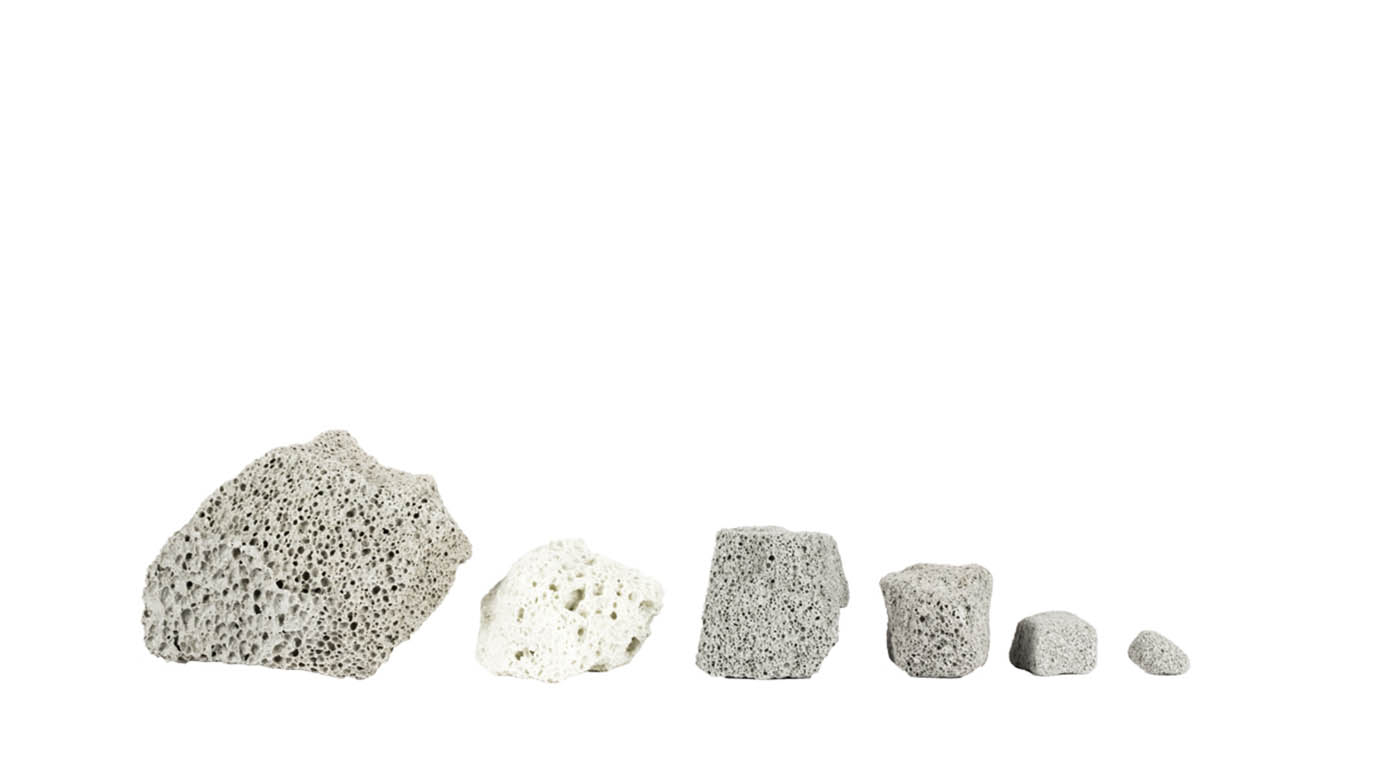 Misapor - fünf poröse Steine